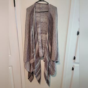 Free People The Big Trail Poncho Cardigan in Neutral Combo Linen Blend Medium